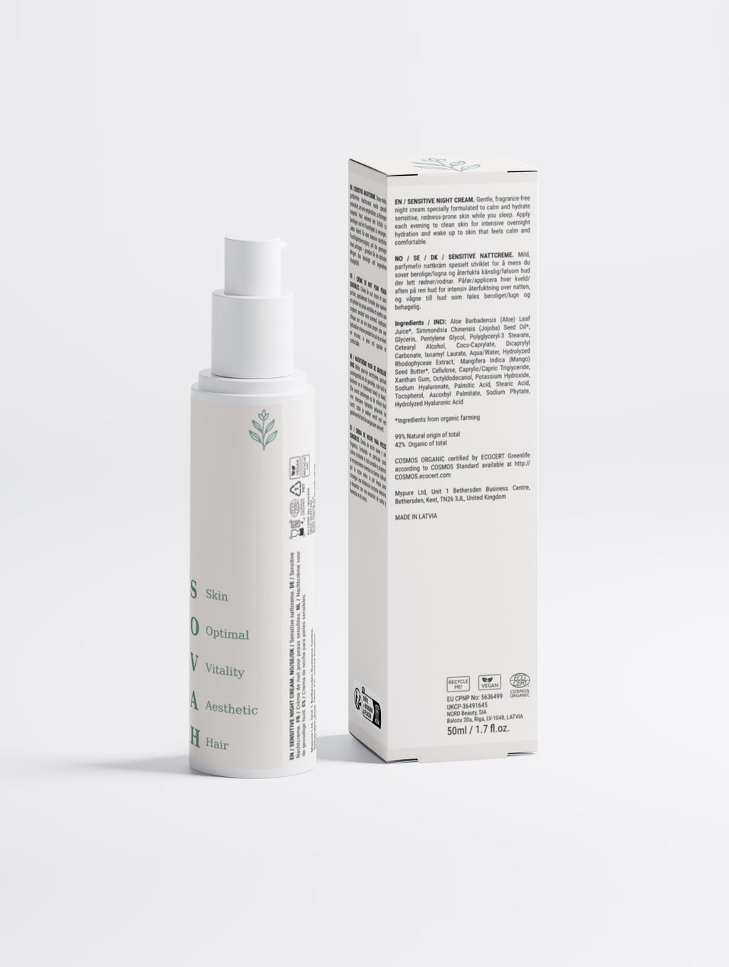 SOVAH Sensitive Skin Overnight Cream, Fragrance Free product packaging alternate view