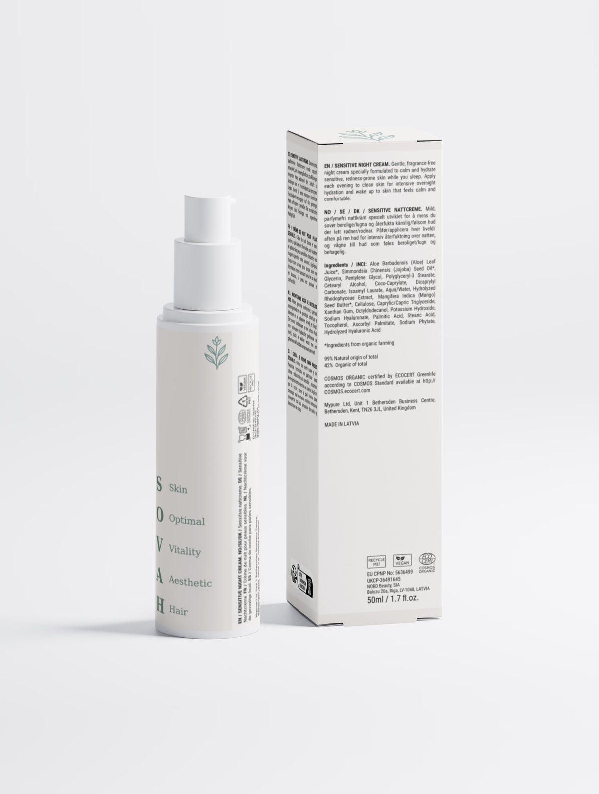 SOVAH Sensitive Skin Overnight Cream, Fragrance Free product packaging alternate view