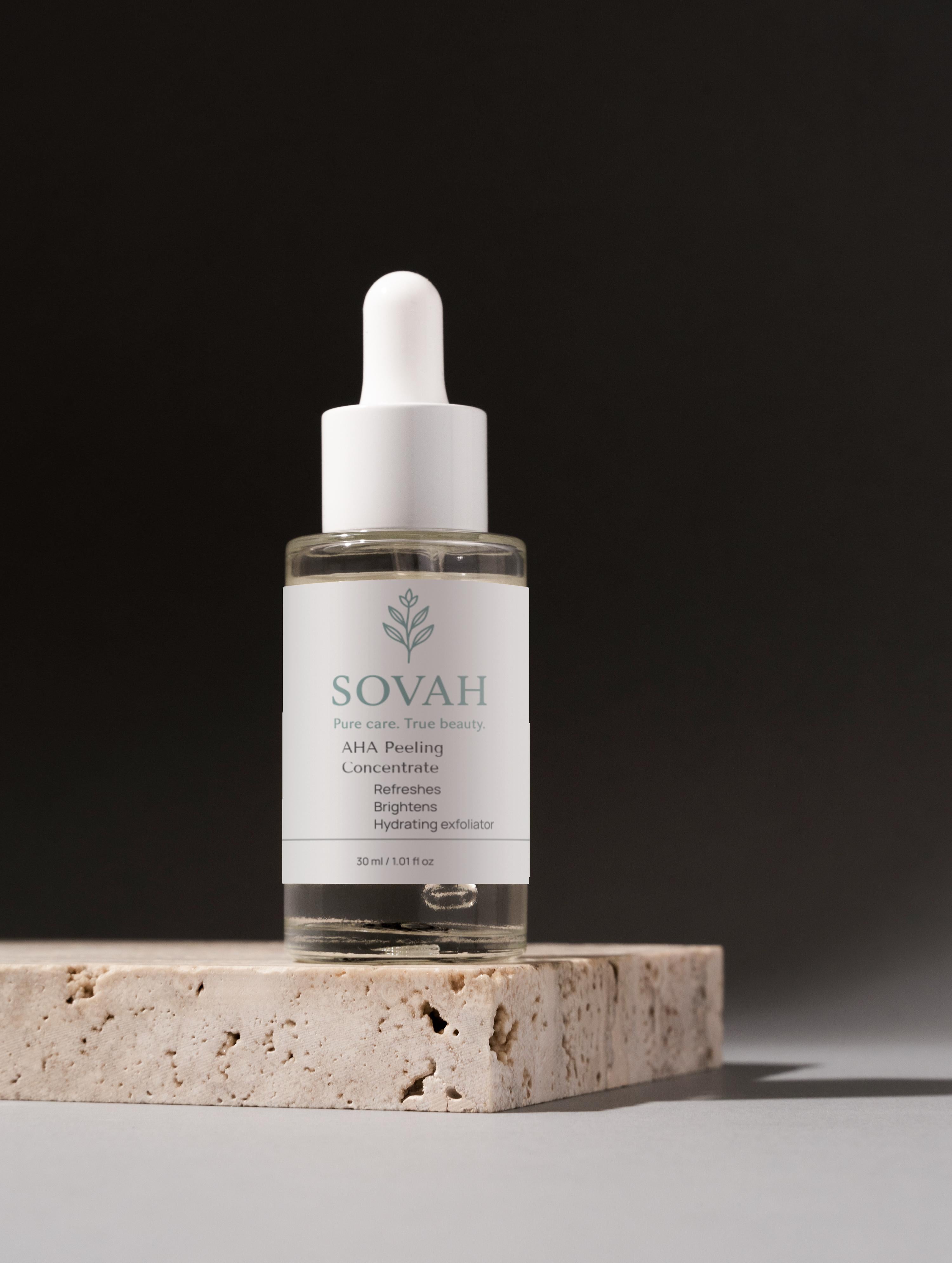 SOVAH AHA Peeling Concentrate vegan and gluten free exfoliating skincare