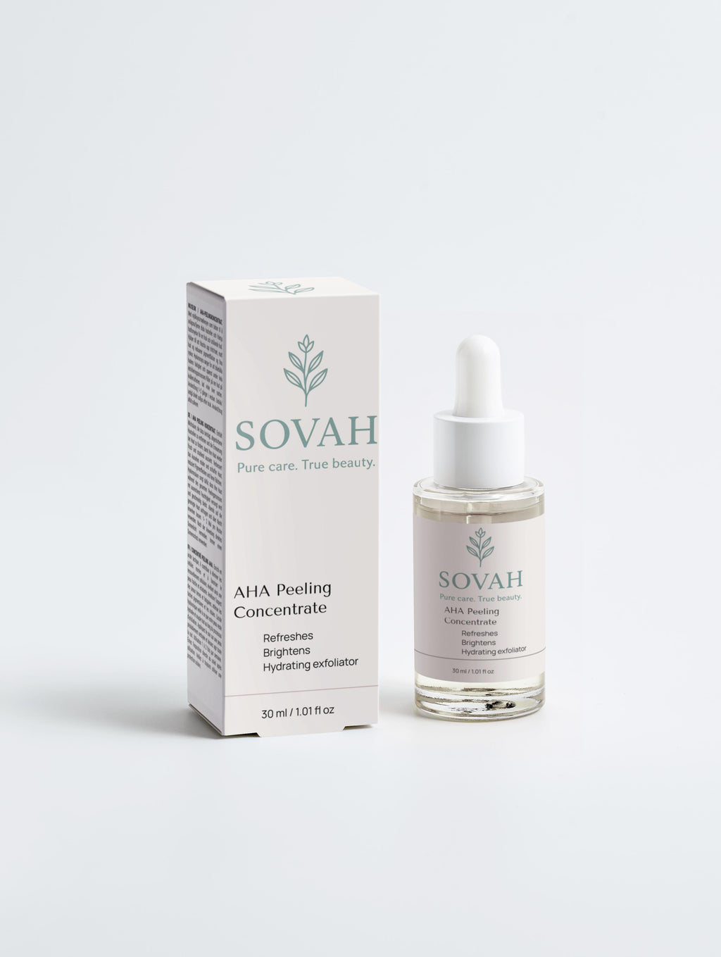 SOVAH AHA Peeling Concentrate nut free skincare for glow and texture
