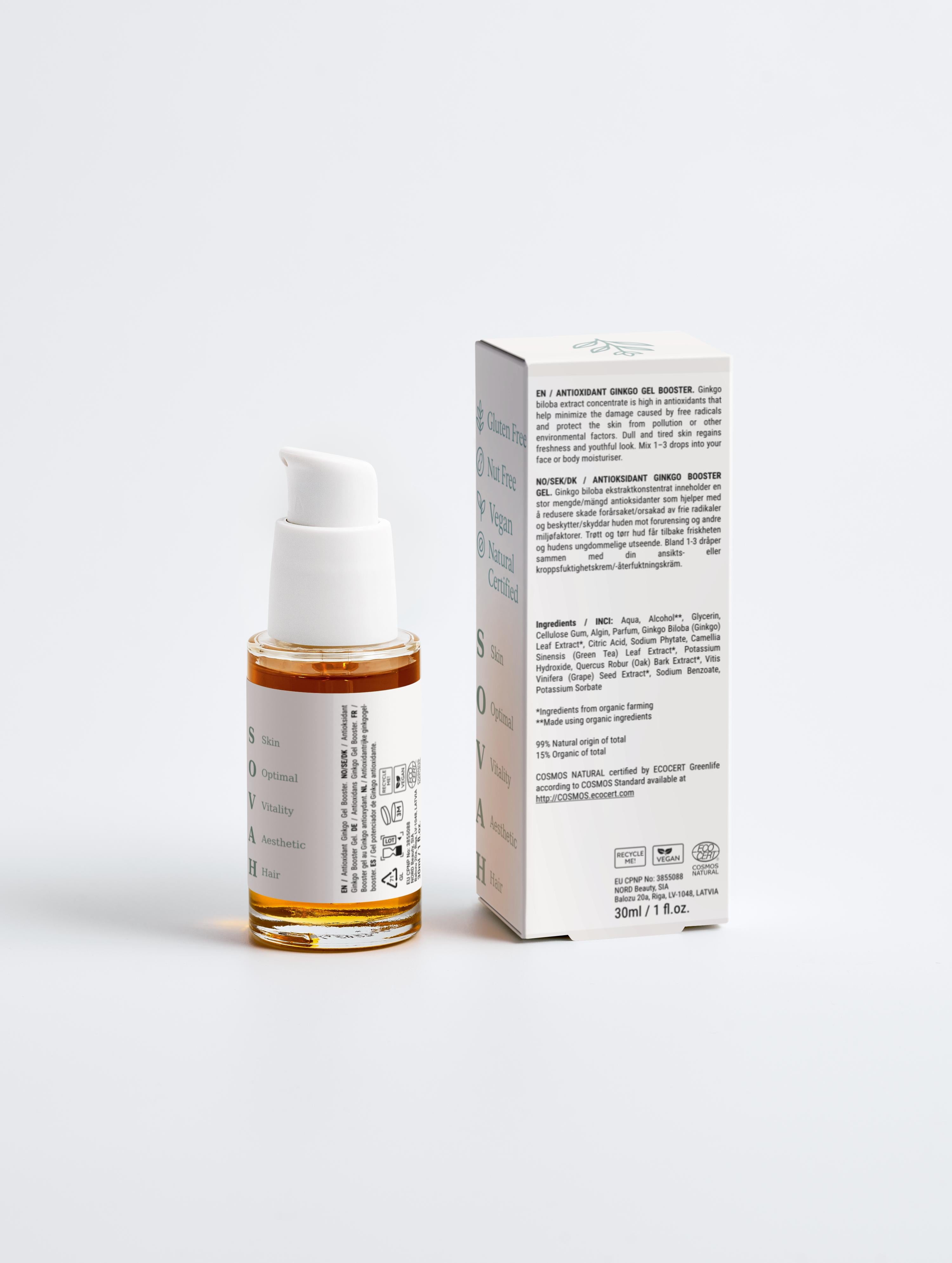 SOVAH Antioxidant Ginkgo Gel Booster antioxidant skincare for radiant skin