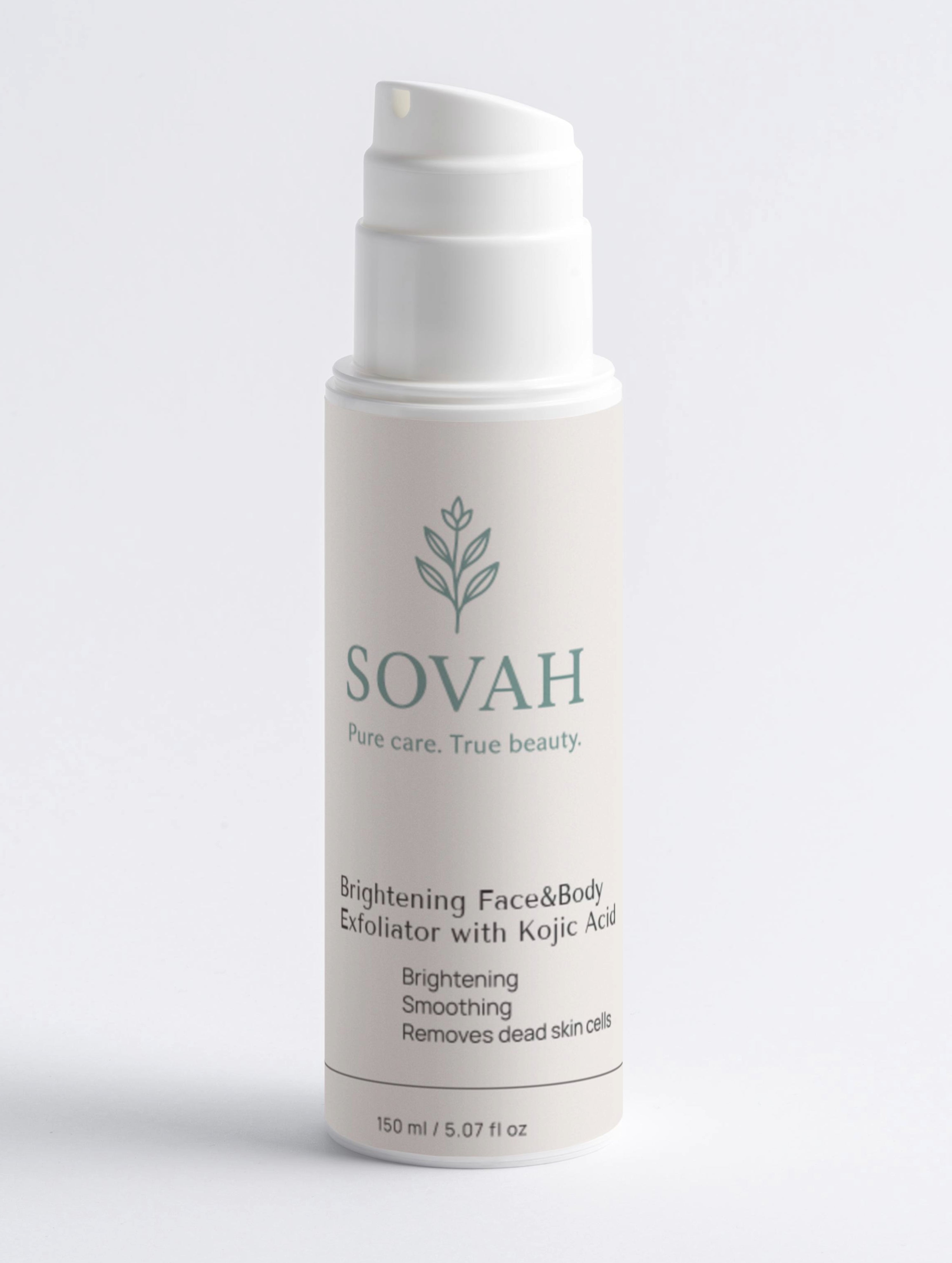 SOVAH Brightening Face & Body Exfoliator with Kojic Acid for dull uneven skin