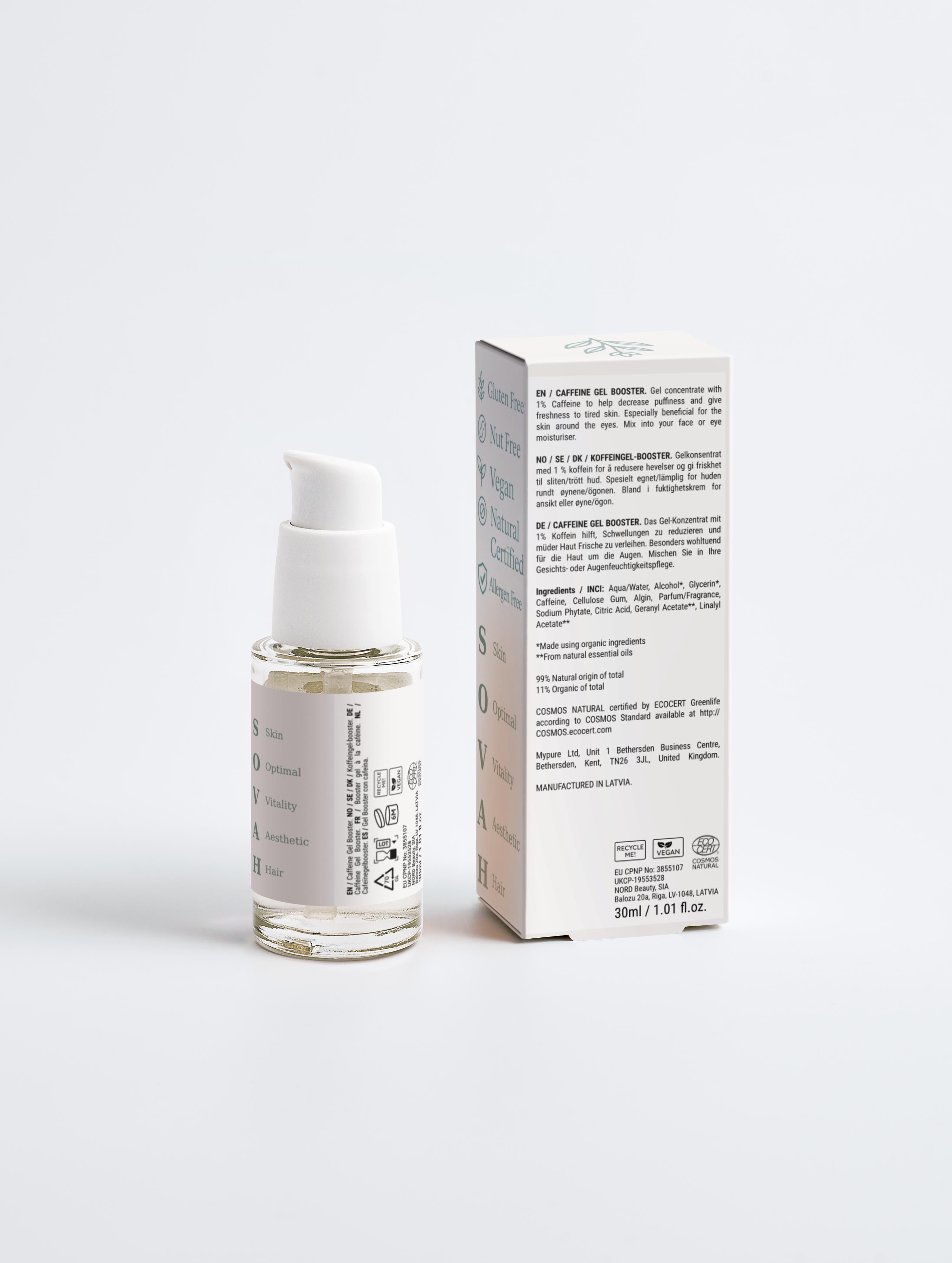 SOVAH Caffeine Gel Booster lightweight skincare for a brighter look