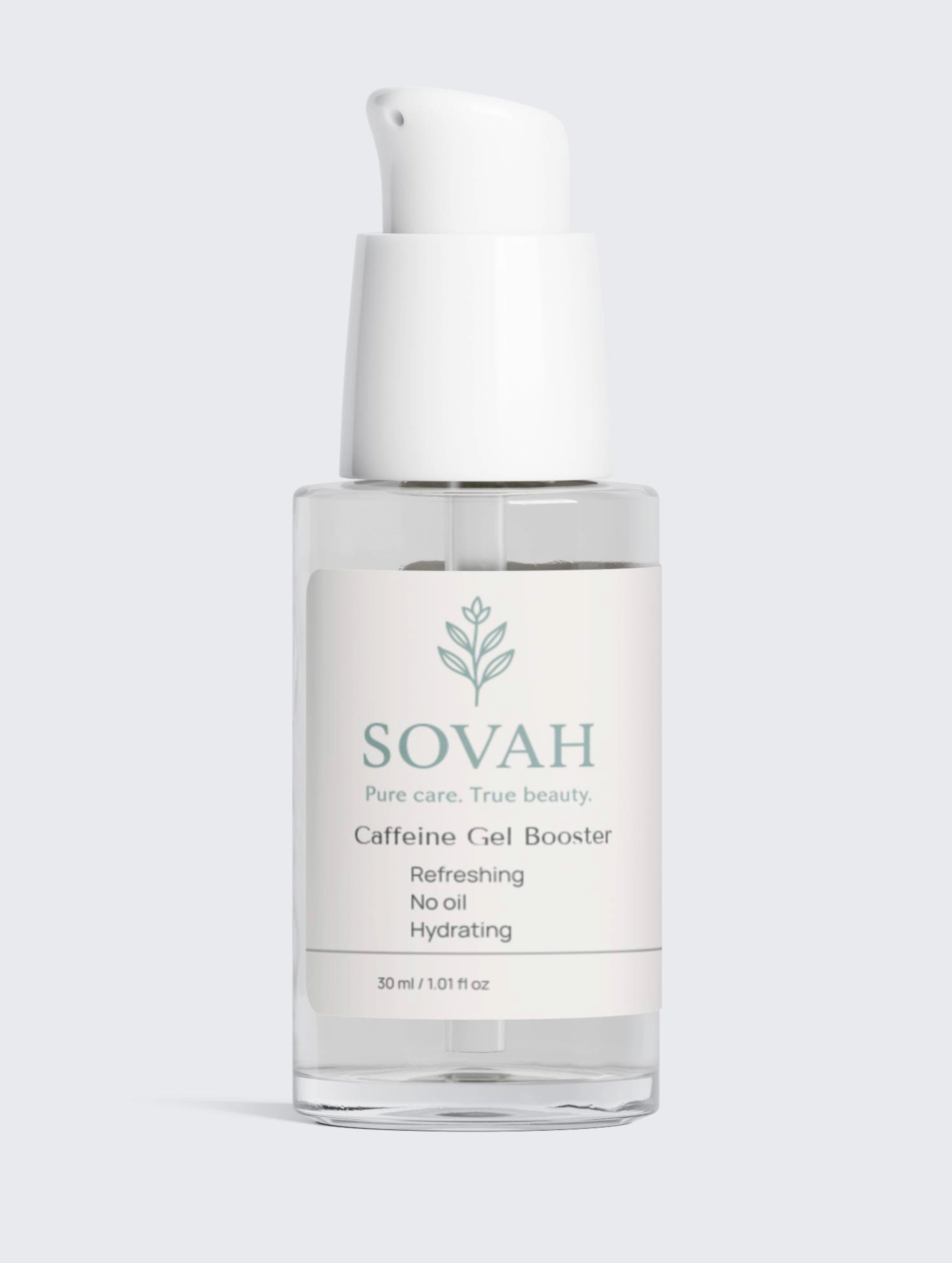 SOVAH Caffeine Gel Booster nut free skincare for refreshed skin