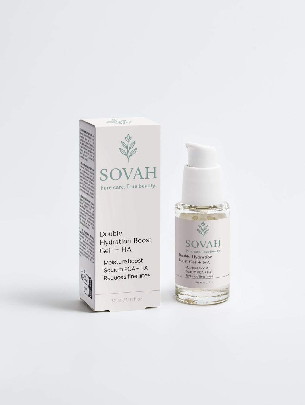 SOVAH Double Hydration Boost Gel + HA lightweight gel moisturiser for daily skincare