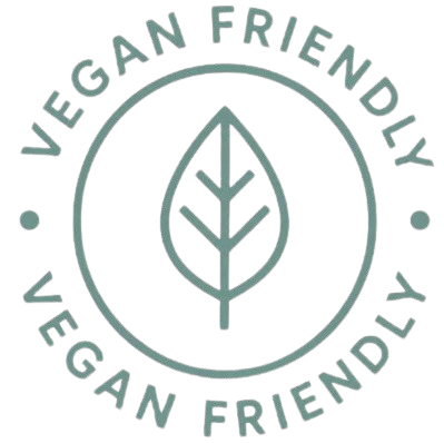 Vegan friendly badge voor SOVAH skincare producten met formules zonder dierlijke ingrediënten.