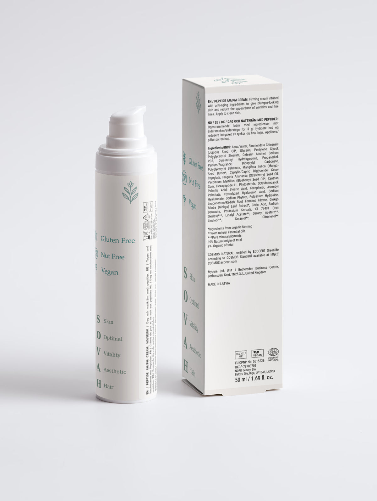 SOVAH Peptide Ageless AM/PM Cream product packaging detail