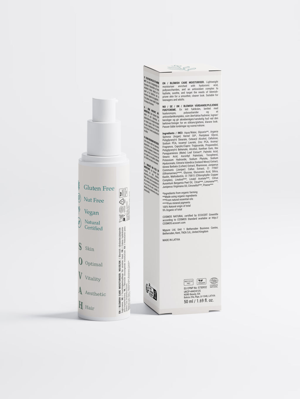 SOVAH Acne Care Moisturiser product packaging alternate view