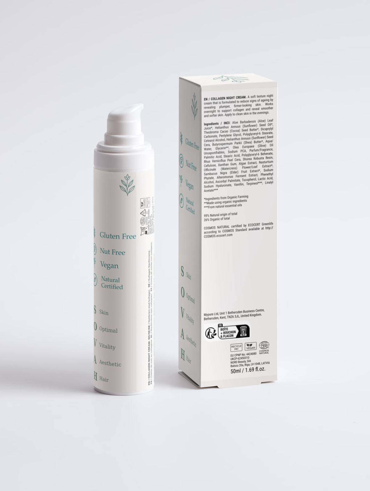 SOVAH Collagen Anti-Age Night Cream product packaging detail