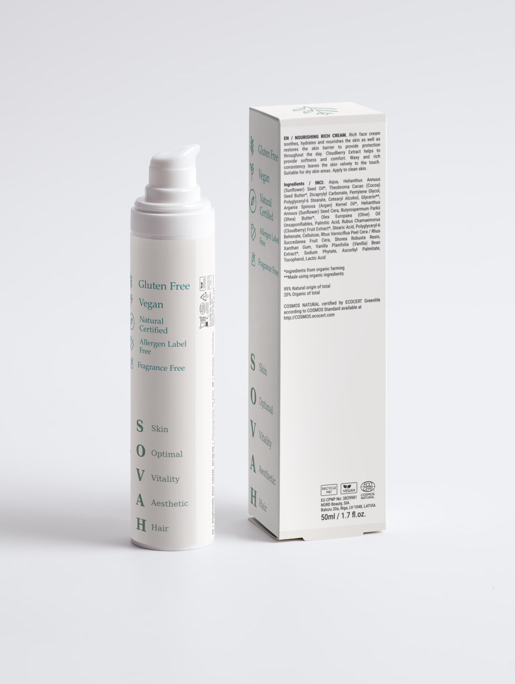 SOVAH Nourishing Rich Cream, Fragrance Free product packaging detail