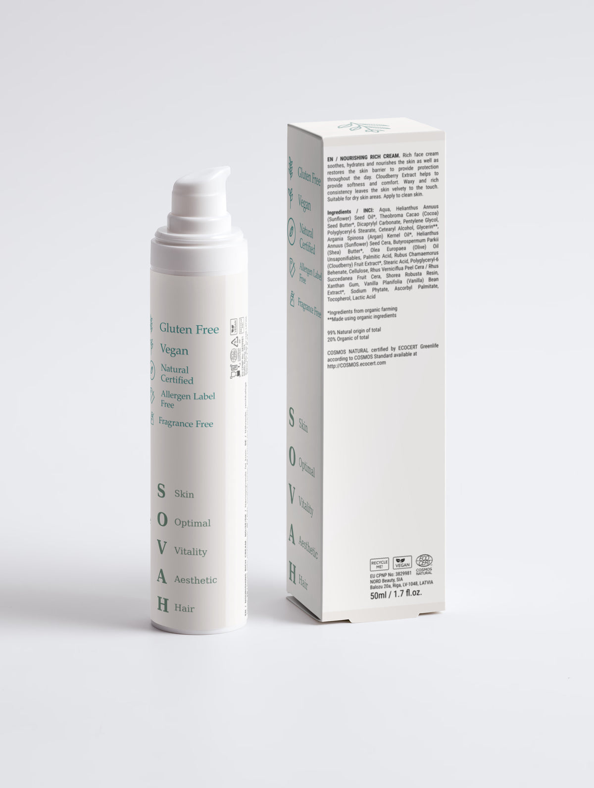 SOVAH Nourishing Rich Cream, Fragrance Free product packaging detail