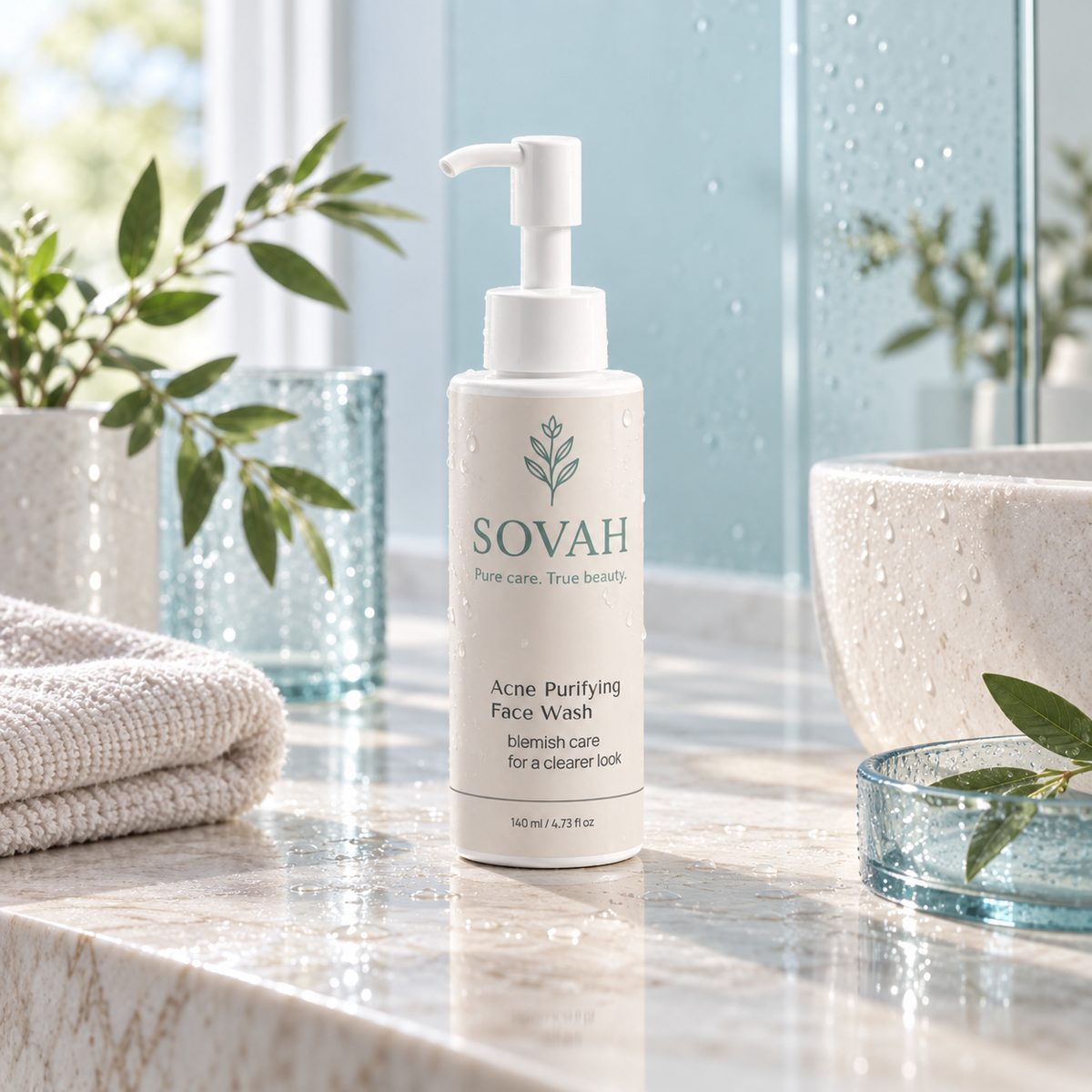 Acne Purifying Face Wash in a fresh skincare setting