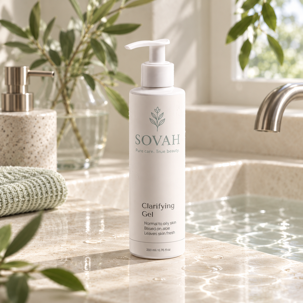 Clarifying Gel in a fresh bathroom setting