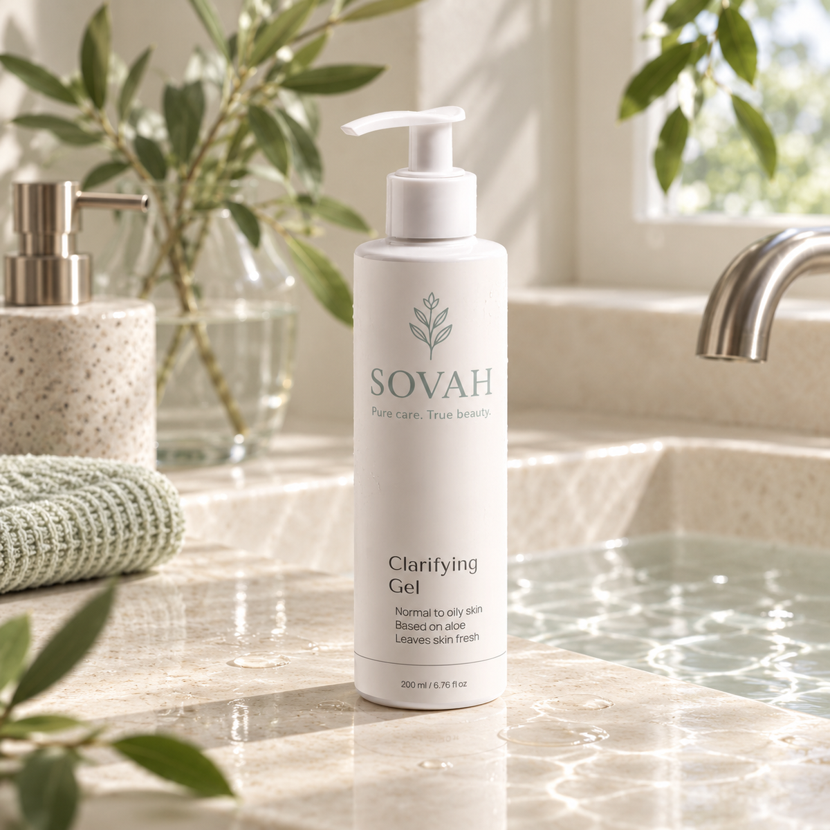 Clarifying Gel in a fresh bathroom setting