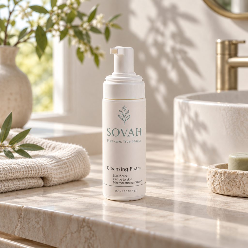 Cleansing Foam in a bright morning skincare setting