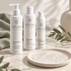 Oily Skin Routine SOVAH products with skincare textures
