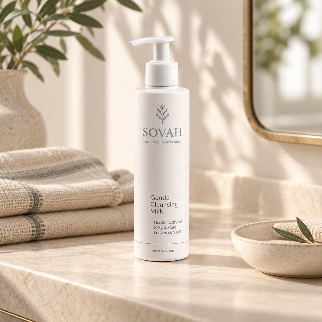 Gentle Cleansing Milk in a calm skincare setting