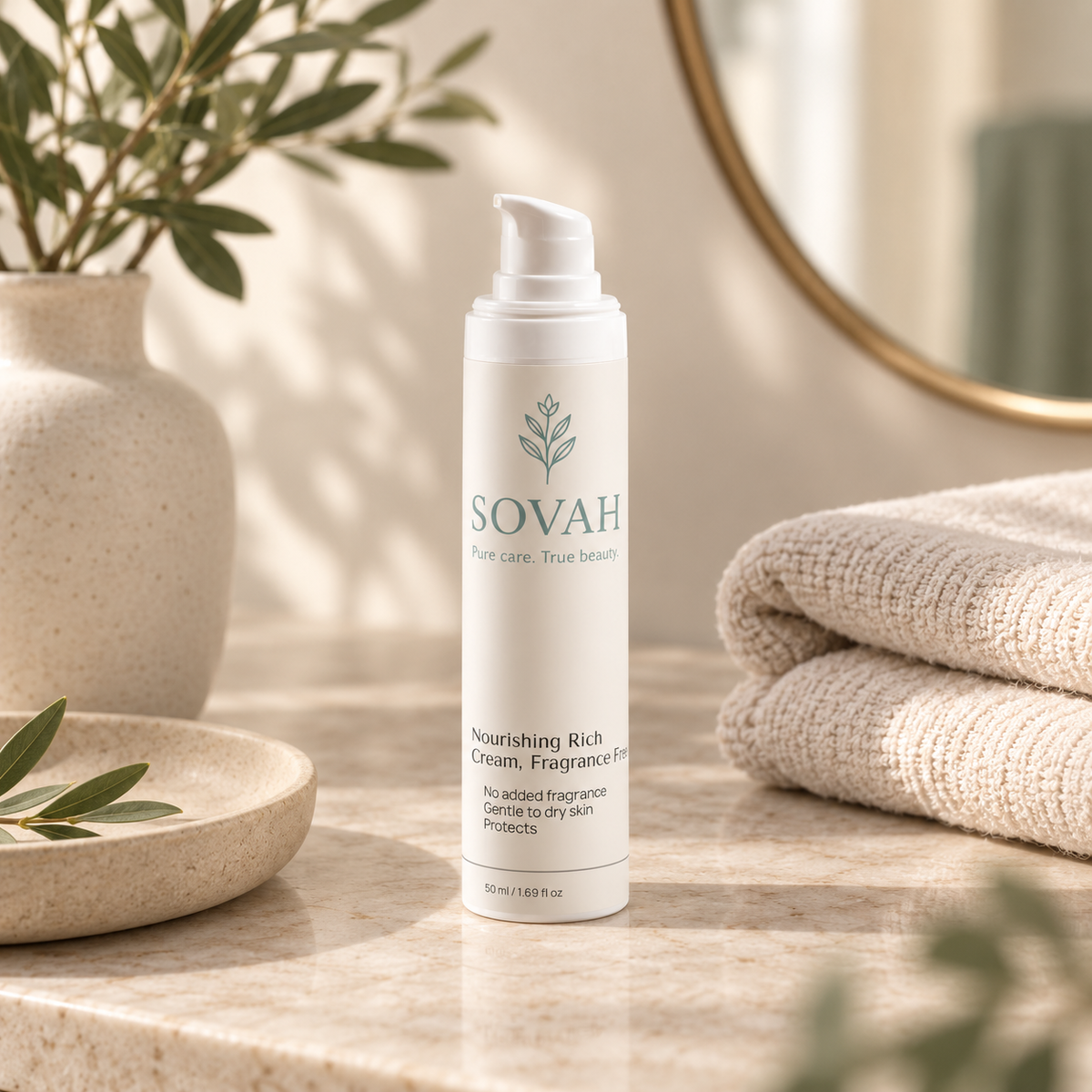 Nourishing Rich Cream in a comforting skincare setting