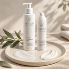 Simple Dry Skin Routine SOVAH products with skincare textures