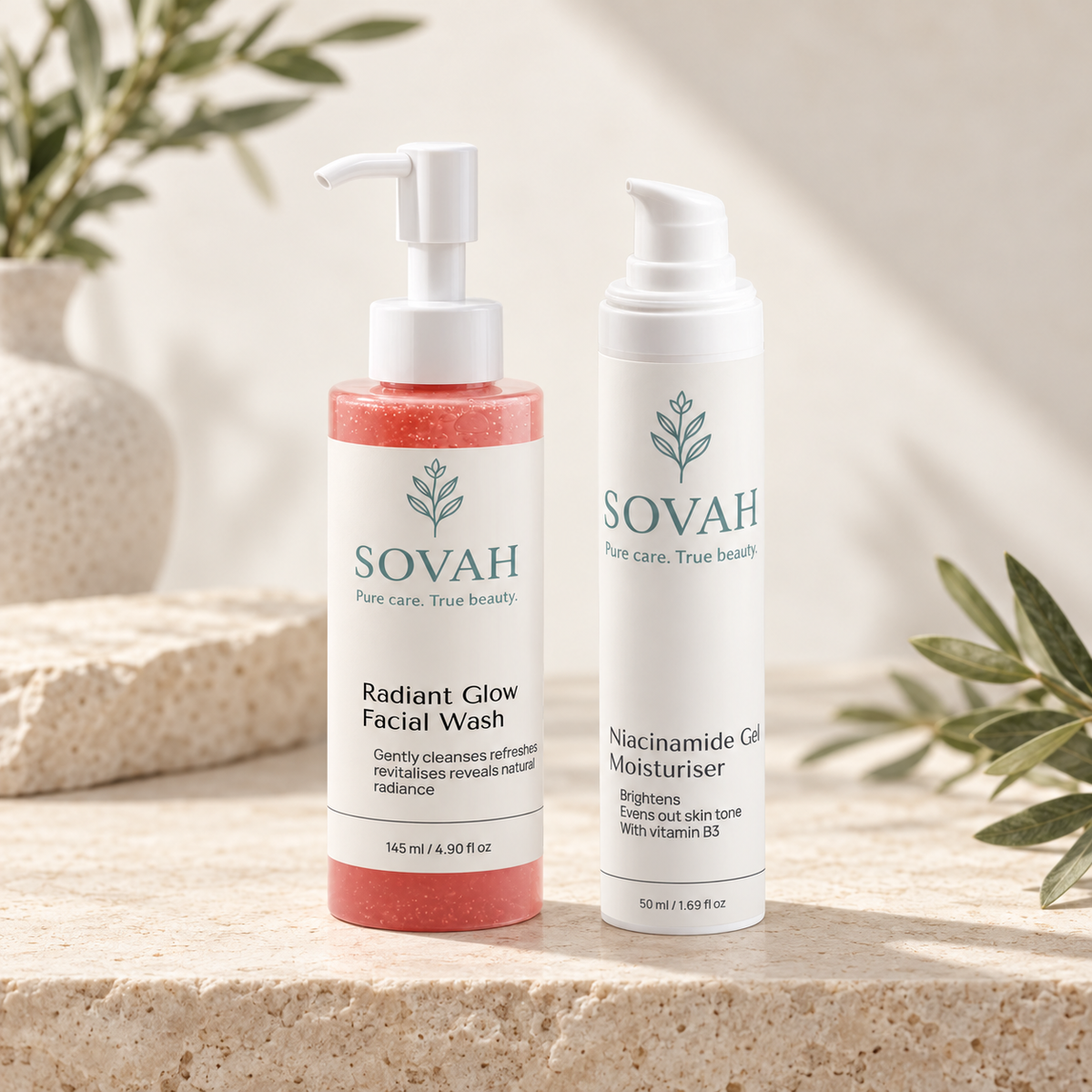 Simple Dull Skin Routine SOVAH product duo
