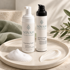 Simple Normal Skin Routine SOVAH products with skincare textures